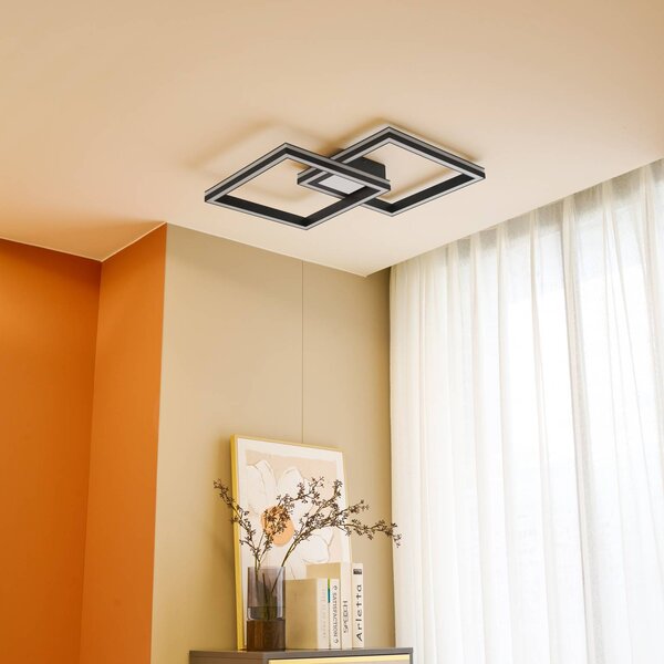 Inteligentna lampa sufitowa Tjado Lucande, możliwość ściemniania, czarny, salon / jadalnia, metal, nowoczesny