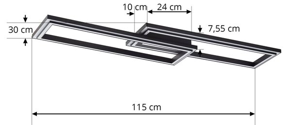 Inteligentna lampa sufitowa Tjado Lucande, możliwość ściemniania, czarny, salon / jadalnia, metal, nowoczesny