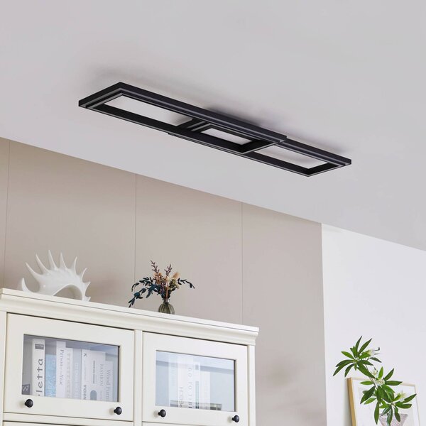 Inteligentna lampa sufitowa Tjado Lucande, możliwość ściemniania, czarny, salon / jadalnia, metal, nowoczesny