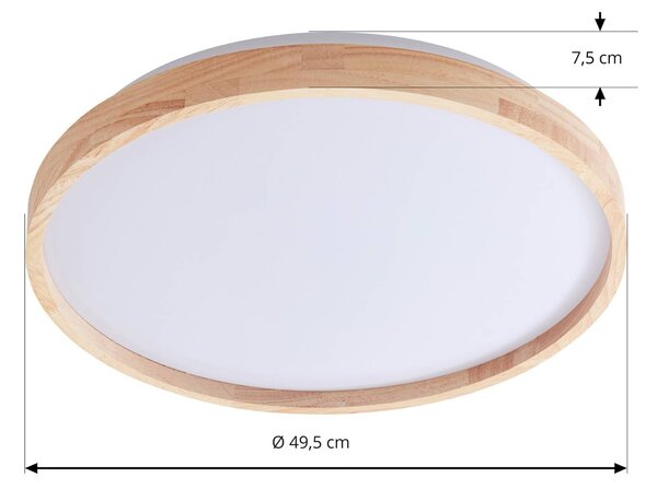 Inteligentna lampa sufitowa Mirren Lindby, możliwość ściemniania, jasne drewno, salon / jadalnia, tworzywo sztuczne, nowoczesny