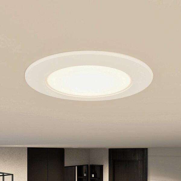 Oprawa wpuszczana LED Prios Rida, zestaw 10 sztuk, biały, 12 cm, CCT, IP44 Rida PRIOS, możliwość ściemniania, biały / opal, łazienka, aluminium, nowoczesny