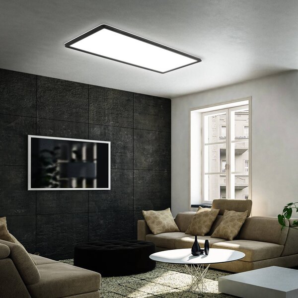 Briloner Panel LED Slim, czarny, biuro, tworzywo sztuczne, nowoczesny