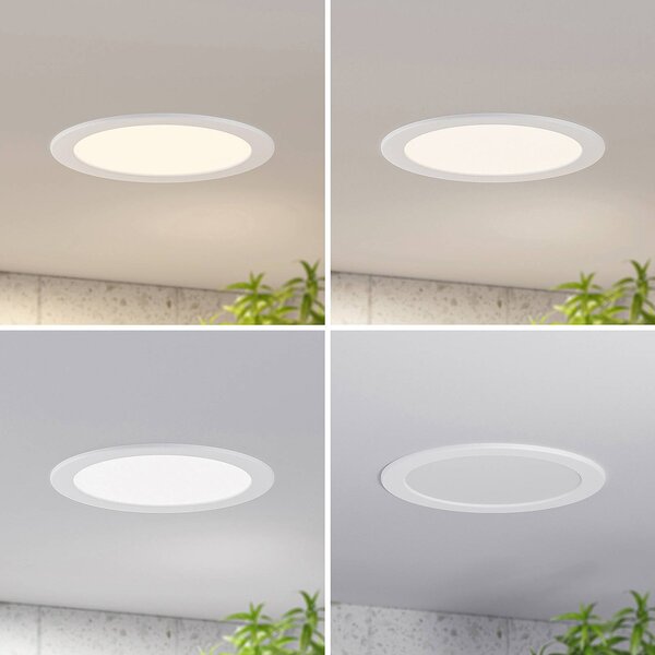 Oprawa wpuszczana LED Cadance, biała, 24 cm, zestaw 10 sztuk, CCT Cadance PRIOS, możliwość ściemniania, biały / opal, łazienka, aluminium, nowoczesny