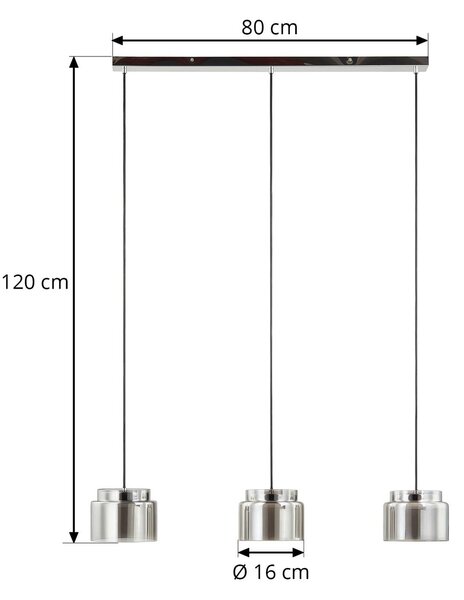 Lampa wisząca Diano Lucande, aluminiowy / szary / cynkowy, salon / jadalnia, szkło, design