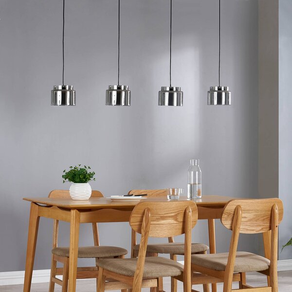 Lampa wisząca Diano Lucande, aluminiowy / szary / cynkowy, salon / jadalnia, szkło, design