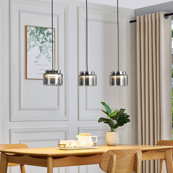 Lampa wisząca Diano Lucande, aluminiowy / szary / cynkowy, salon / jadalnia, szkło, design