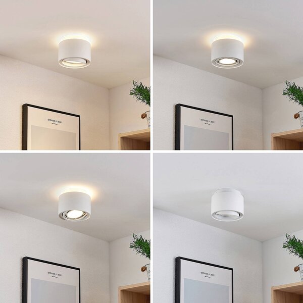 Lampa sufitowa Walisa Arcchio, możliwość ściemniania, biały / opal, salon / jadalnia, aluminium, nowoczesny