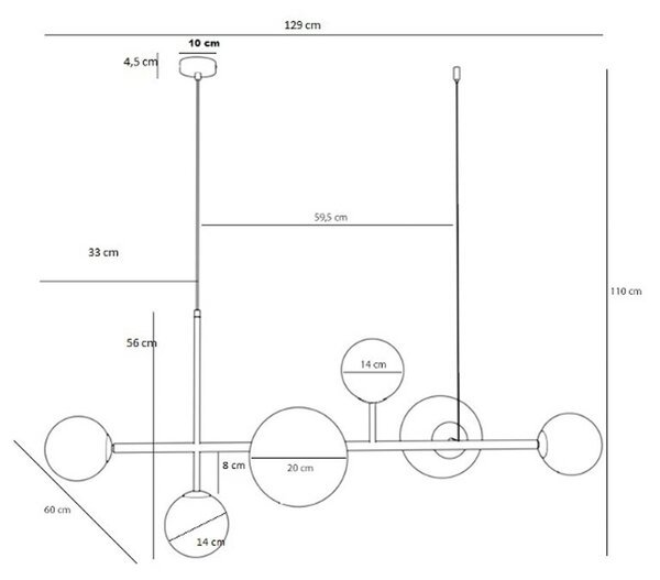 Lampa wisząca szklana Joel ALDEX, możliwość ściemniania, mosiężny / złoty, salon / jadalnia, metal