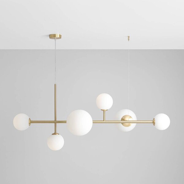 Lampa wisząca szklana Joel ALDEX, możliwość ściemniania, mosiężny / złoty, salon / jadalnia, metal