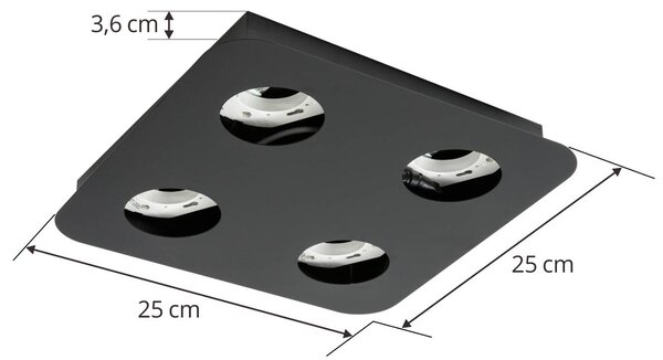 Lampa sufitowa Jyla Lindby, możliwość ściemniania, czarny, przedpokój, metal, nowoczesny