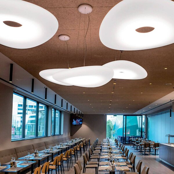 Stilnovo Lampa wisząca designerska Mr. Magoo, możliwość ściemniania, biały / opal, salon / jadalnia, tworzywo sztuczne, design