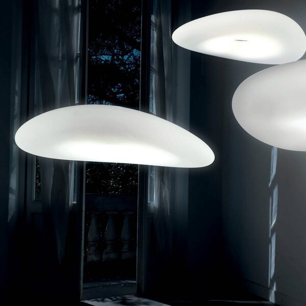 Stilnovo Lampa wisząca designerska Mr. Magoo, możliwość ściemniania, biały / opal, salon / jadalnia, tworzywo sztuczne, design