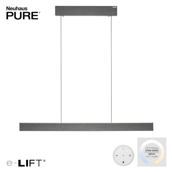 PURE Lampa wisząca E-Motion, możliwość ściemniania, aluminiowy / szary / cynkowy, salon / jadalnia, aluminium, nowoczesny