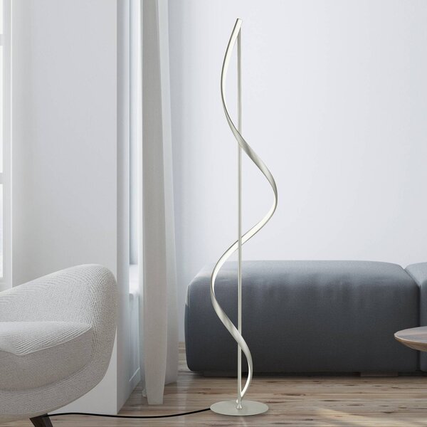 Q-Smart-Home Paul Neuhaus Q-Swing lampa stojąca LED, stal Q-Swing, możliwość ściemniania, aluminiowy / szary / cynkowy, salon / jadalnia, aluminium, nowoczesny
