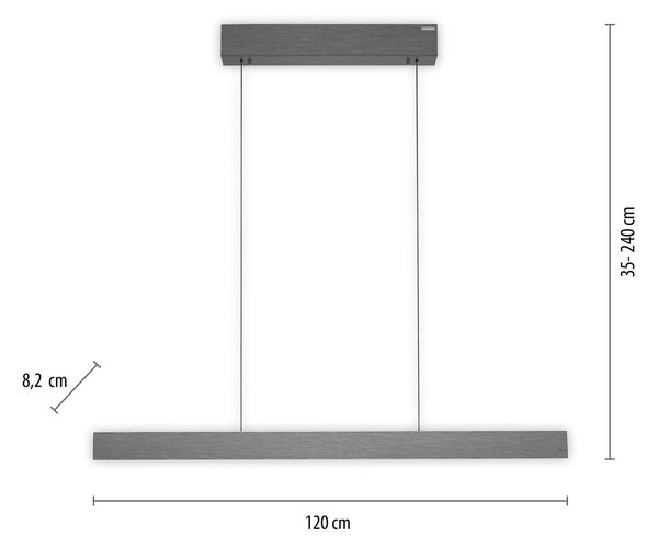 PURE Lampa wisząca E-Motion, możliwość ściemniania, aluminiowy / szary / cynkowy, salon / jadalnia, aluminium, nowoczesny