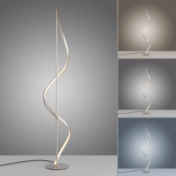 Q-Smart-Home Paul Neuhaus Q-Swing lampa stojąca LED, stal Q-Swing, możliwość ściemniania, aluminiowy / szary / cynkowy, salon / jadalnia, aluminium, nowoczesny