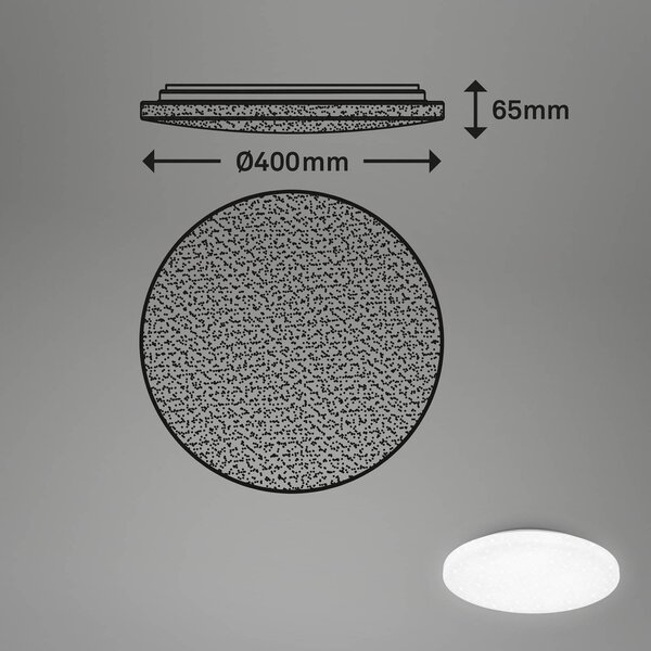 Briloner Lampa sufitowa LED Case IP44 gwieździste niebo 840 Ø 40cm, biały / opal, łazienka, tworzywo sztuczne, nowoczesny