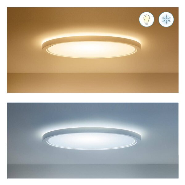 WiZ Inteligentna lampa sufitowa SuperSlim, możliwość ściemniania, biały / opal, salon / jadalnia, tworzywo sztuczne, nowoczesny