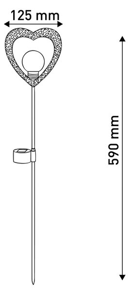 Näve Lampa solarna Serce, grot, LED ciepła biel, 2x