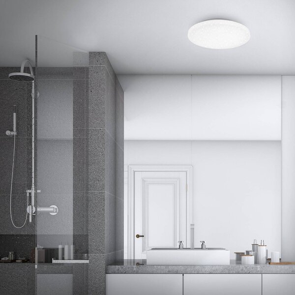Briloner Lampa sufitowa LED Case IP44 gwieździste niebo 840 Ø 40cm, biały / opal, łazienka, tworzywo sztuczne, nowoczesny