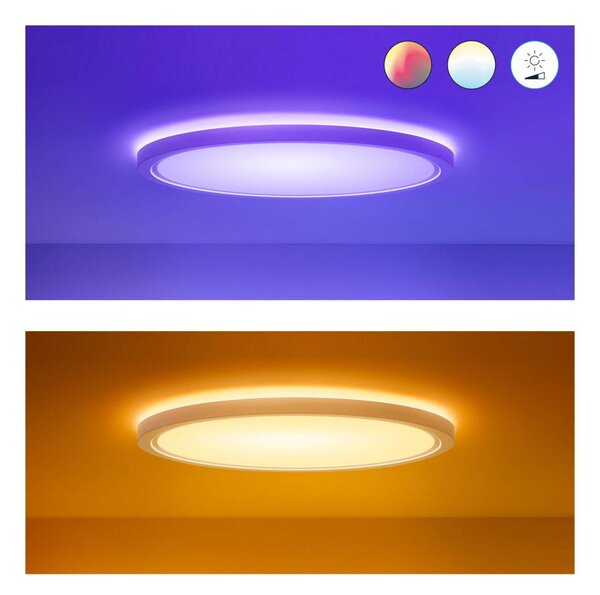 WiZ Inteligentna lampa sufitowa SuperSlim, możliwość ściemniania, biały / opal, salon / jadalnia, tworzywo sztuczne, nowoczesny