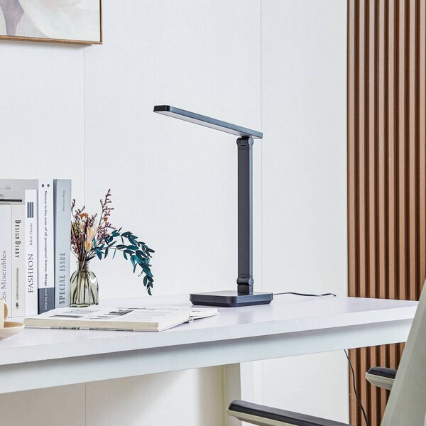 Lampa stołowa Rylas Lindby, możliwość ściemniania, czarny, biuro, tworzywo sztuczne, nowoczesny