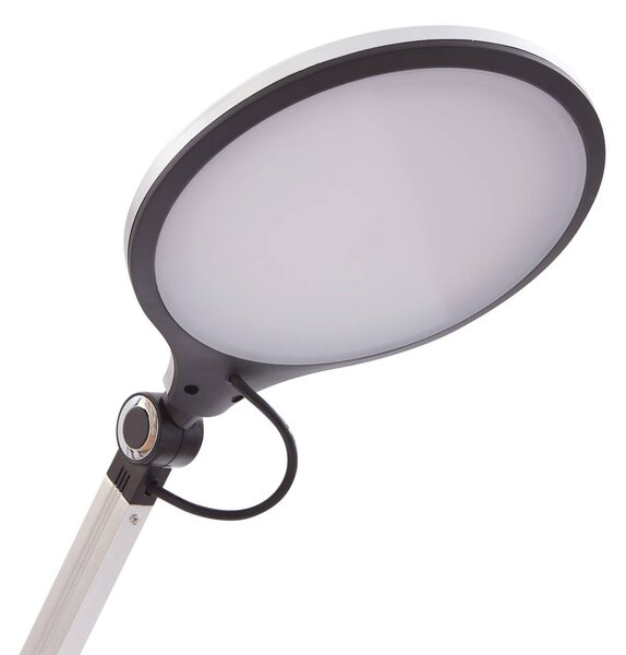 Lampa biurkowa LED Nyxaris Lindby, możliwość ściemniania, aluminiowy / szary / cynkowy, biuro, tworzywo sztuczne, nowoczesny