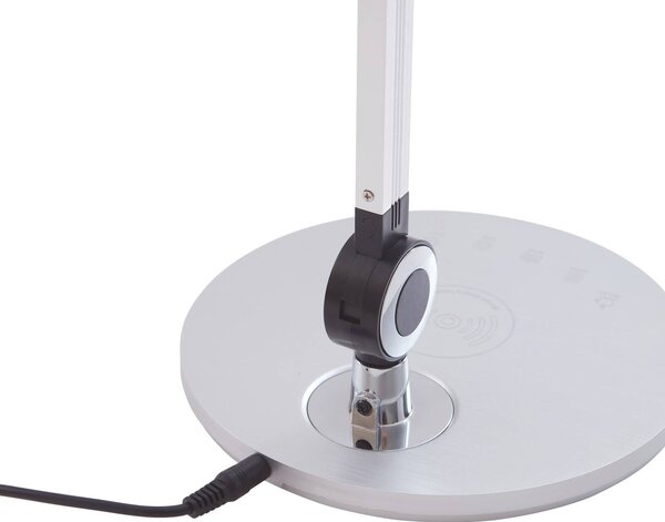 Lampa biurkowa LED Nyxaris Lindby, możliwość ściemniania, aluminiowy / szary / cynkowy, biuro, tworzywo sztuczne, nowoczesny