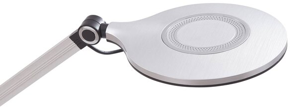 Lampa biurkowa LED Nyxaris Lindby, możliwość ściemniania, aluminiowy / szary / cynkowy, biuro, tworzywo sztuczne, nowoczesny