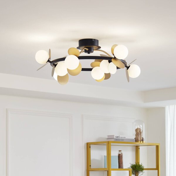 Lampa sufitowa LED Pallo Lucande, możliwość ściemniania, czarny, salon / jadalnia, metal, nowoczesny