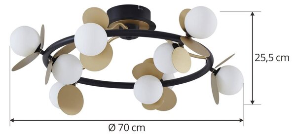 Lampa sufitowa LED Pallo Lucande, możliwość ściemniania, czarny, salon / jadalnia, metal, nowoczesny