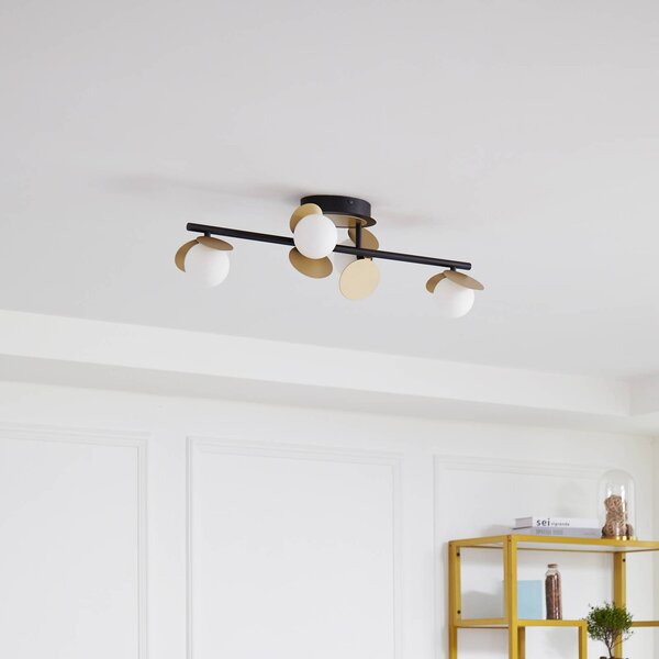 Lampa sufitowa LED Pallo Lucande, możliwość ściemniania, czarny, salon / jadalnia, metal, nowoczesny