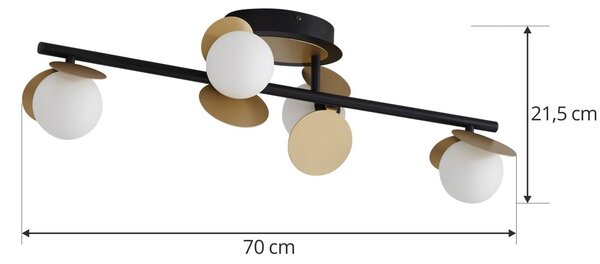 Lampa sufitowa LED Pallo Lucande, możliwość ściemniania, czarny, salon / jadalnia, metal, nowoczesny
