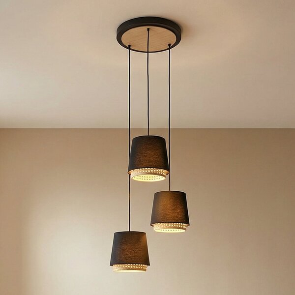 Lampa Wisząca Lindby, Ananya, ściemnialny, czarny, salon, metal, dworkowy | rustykalny