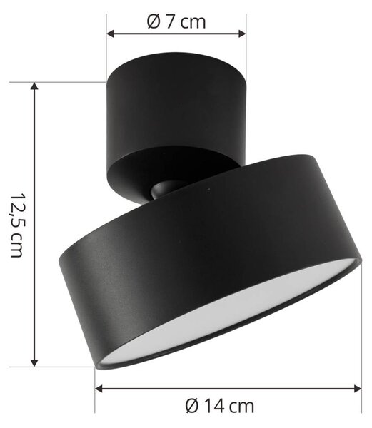 Reflektor LED Lindby Nivoria, Ø 14 cm, czarny, obrotowy Nivoria, czarny, salon / jadalnia, aluminium, nowoczesny