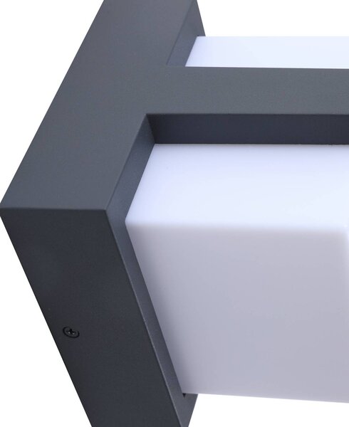 Lindby Smart – kinkiet zewnętrzny LED Fyra, kątowy, CCT RGB, Tuya Fyra Lindby, możliwość ściemniania, aluminiowy / szary / cynkowy, aluminium, nowoczesny