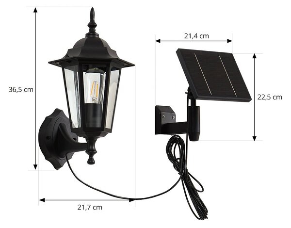 Lindby LED-Solarwandleuchte Sayata, czarny, aluminium, latarnia Sayata, czarny, aluminium, nowoczesny