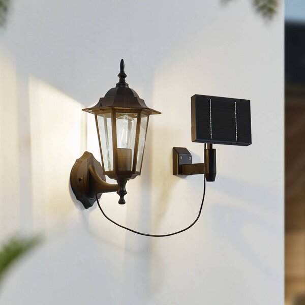Lindby LED-Solarwandleuchte Sayata, czarny, aluminium, latarnia Sayata, czarny, aluminium, nowoczesny