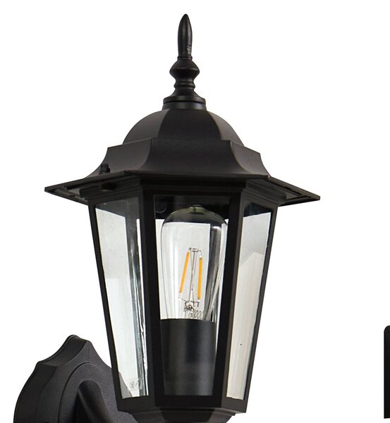 Lindby LED-Solarwandleuchte Sayata, czarny, aluminium, latarnia Sayata, czarny, aluminium, nowoczesny