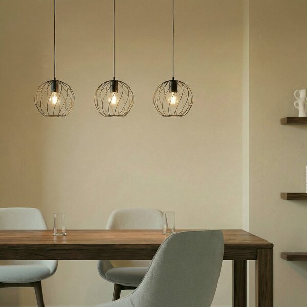 Lampa Wisząca Lindby, Danika, ściemnialny, czarny, salon, metal, nowoczesny