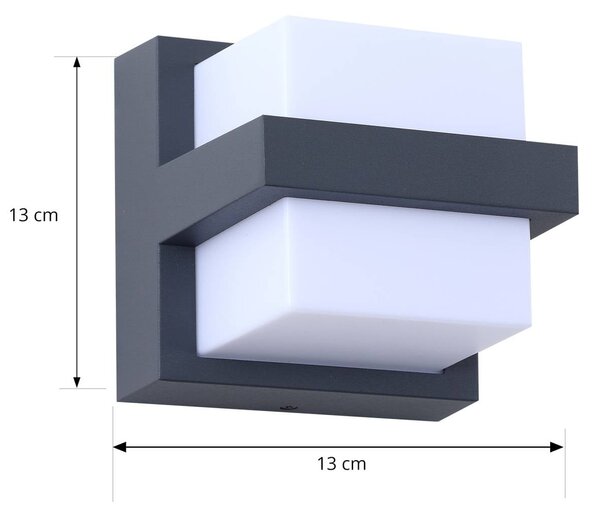 Lindby Smart – kinkiet zewnętrzny LED Fyra, kątowy, CCT RGB, Tuya Fyra Lindby, możliwość ściemniania, aluminiowy / szary / cynkowy, aluminium, nowoczesny