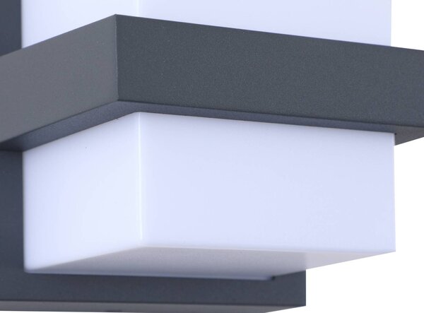 Lindby Smart – kinkiet zewnętrzny LED Fyra, kątowy, CCT RGB, Tuya Fyra Lindby, możliwość ściemniania, aluminiowy / szary / cynkowy, aluminium, nowoczesny
