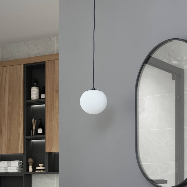 Lampa wisząca szklana Bidolo Lucande, możliwość ściemniania, biały / opal, łazienka, szkło