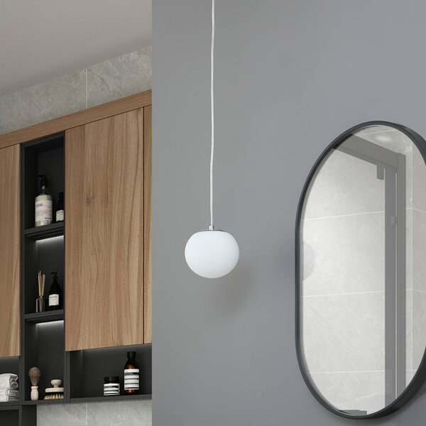 Lampa wisząca szklana Bidolo Lucande, możliwość ściemniania, chromowy / srebrny, łazienka, szkło