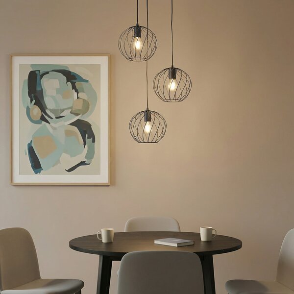 Lampa Wisząca Lindby, Danika, ściemnialny, czarny, salon, metal, nowoczesny