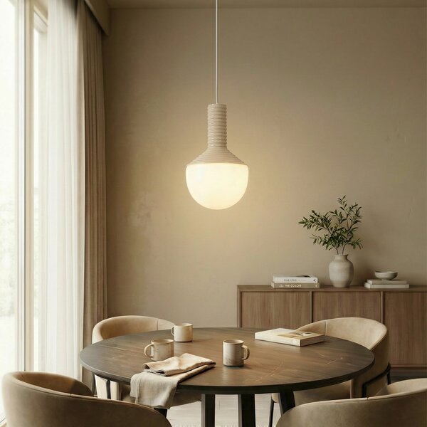 Lampa Wisząca Lucande, Florine, ściemnialny, beżowy, salon, ceramika, design
