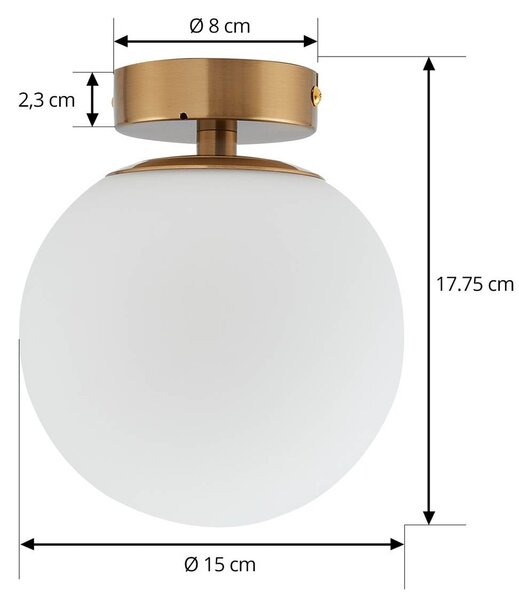 Lampa sufitowa Bidolo Lucande, możliwość ściemniania, mosiężny / złoty, łazienka, szkło