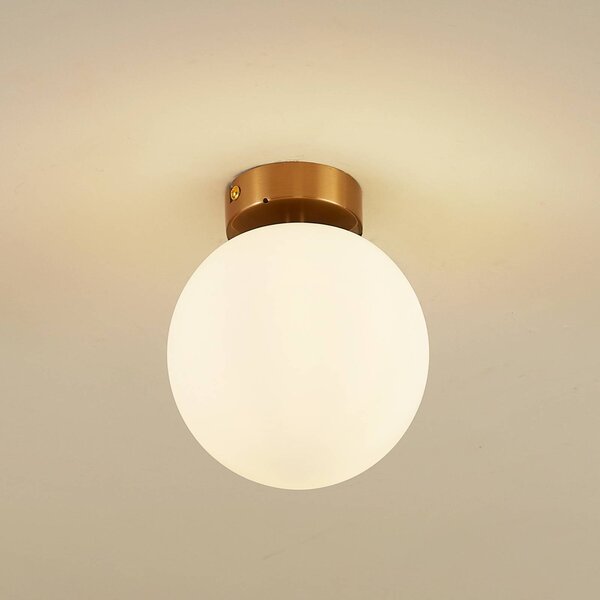Lampa sufitowa Bidolo Lucande, możliwość ściemniania, mosiężny / złoty, łazienka, szkło