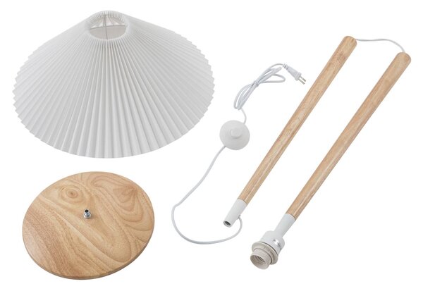 Lampa stojąca Ellorin Lucande, jasne drewno, salon / jadalnia, drewno, skandynawski