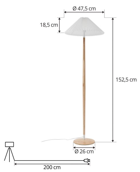 Lampa stojąca Ellorin Lucande, jasne drewno, salon / jadalnia, drewno, skandynawski